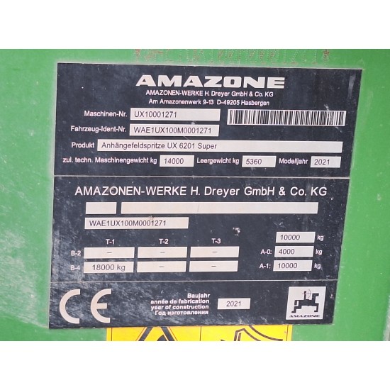 Prikabinamas purkštuvas Amazone UX 6201 Super