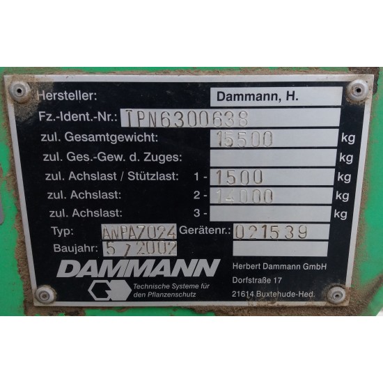 Prikabinamas purkštuvas Dammann ANPA 7024 Profi-Class